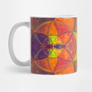 Mosaic Kaleidoscope Flower Purple Orange and Green Mug